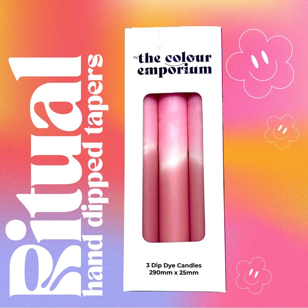 The Colour Emporium Dipped Candle Trio (blush pinks)